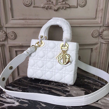 Top Quality Small Lady Bag Gold Toned Hardware White For Women 20cm/8in CD M0538OCAL_M030
