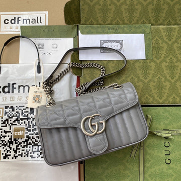 gg Marmont Small Shoulder Bag Dark Grey MatelassÃ© For Women 10in/26cm  443497 UM8AN 1711