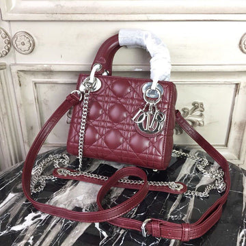 Top Quality Mini Lady Bag with Chain SiTop Qualityer Hardware Burgundy For Women 6.5in/17cm CD