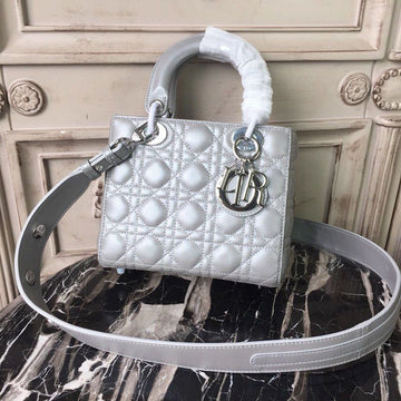 Top Quality Small Opaline Gray PearlesTop Qualitynt Cannage Lady Bag Hardware Pearl Silver For Women 8in/20cm CD