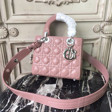 Top Quality MeTop Qualityum Lady Bag Dusty Pink Silver Hardware For Women 20cm/8in CD