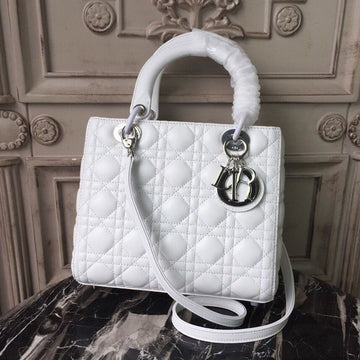 Top Quality MeTop Qualityum Lady Bag White Silver Hardware For Women 24cm/9in CD M0565BNGE_M030