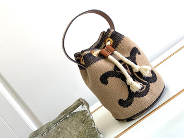 Top Quality Teen Drawstring In Textile With Triomphe Beige / Tan For Women 6in/15cm 196532EFZ.02ET