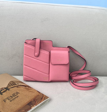 Top QualityTop Quality Bustine 2 Pockets Mini Pink Bag For Woman 16cm/6in