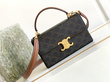 Top Quality Box Triomphe Bag In Triomphe Canvas Brown For Women 9in/22cm 