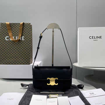 Top Quality Triomphe Shoulder Bag Black For Women 8in/20cmÃÂ 