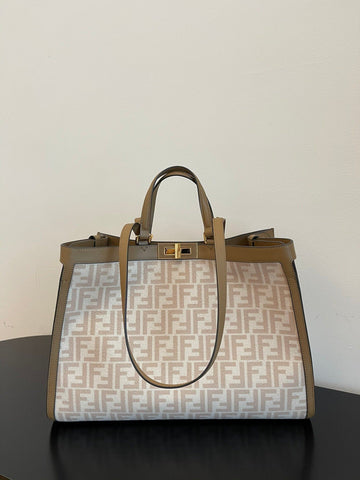 FI Top Quality X-tote Bag Beige Canvas For Women, Handbags, Shoulder Bags 16.1in/41cm FF 8BH374