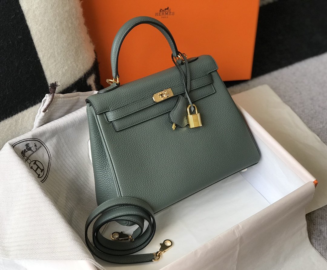 Herme?s Kelly 28 Togo Vert Fonce GHW Bag For Women, Handbags, Shoulder Bags 11in/28cm