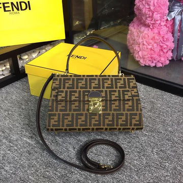 Top QualityTop Quality FF Canvas Single Handle 11.8in/30cm Shoulder Bag Brown For Women