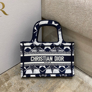 Top Quality Mini Book Tote Bag in Ãtoile Embroidery Bag,  Blue/White, For Women WomenÂs Handbags, 22.5cm CD