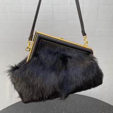 Top QualityTop Quality Top QualityTop Qualityrst Small Black Fox Fur Bag For Woman 26cm/10in