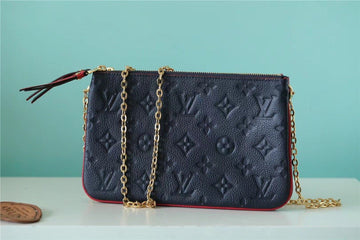 Top Quality Double Zip Pochette Monogram Empreinte Black/Red For Women,  Shoulder and Crossbody Bags 7.9in/20cm Top Quality