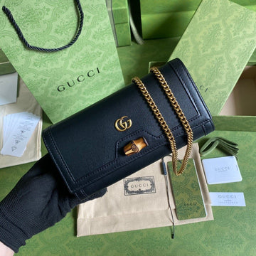 gg Diana Chain Wallet With Bamboo Black For Women, Women’s Bags 7in/19cm gg 658243 17Q0T 1000