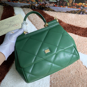 Top Quality Medium Sicily Bag In Quilted Green For Women 10.2in/26cm Top Quality