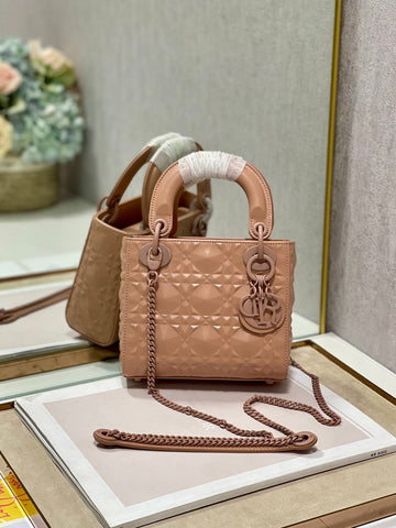 Top Quality Mini Lady Bag Cannage with Beaded Motif, Brown, For Women WomenÂs Handbags, Crossbody Bags, 18cm CD