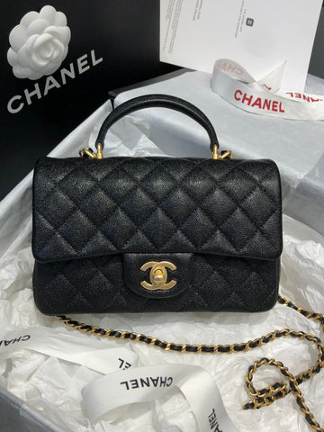 CHLMini Top Qualityap Bag With Top Handle Black For Women 7.8in/20cm