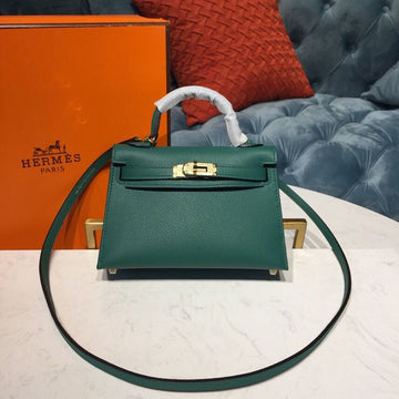 Top Quality Mini Kelly 20 Sellier Epsom Green Bag For Women, Handbags, Shoulder Bags 7.5in/20cm