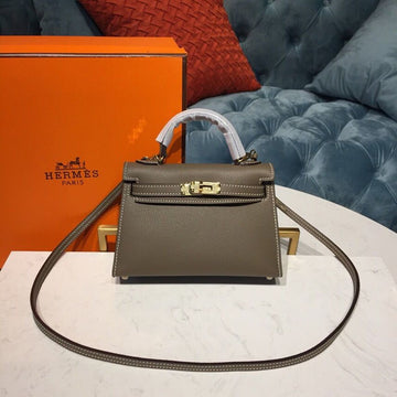 Top Quality Mini Kelly 20 Sellier Epsom Etoupe Bag For Women, Handbags, Shoulder Bags 7.5in/20cm