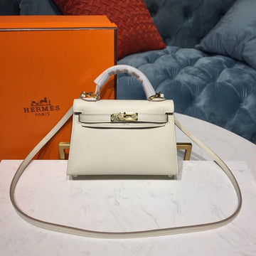 Top Quality Mini Kelly White For Women Gold Toned Hardware 7.5in/19cm