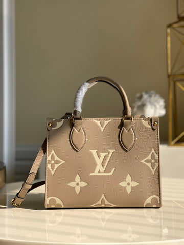 Top Quality OnTheGo PM Tote Bag Monogram Empreinte Beige/Cream For Women, WomenÂs Handbags, Shoulder And Crossbody Bags 9.8in/25cm Top Quality M45779