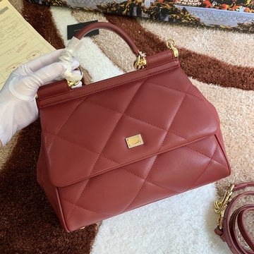 Top Quality MeTop Qualityum Sicily Bag In Quilted Burgundy For Women 10.2in/26cm Top QualityÂ 