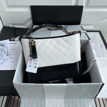 CHLGabrielle Hobo Handbag White/Black For Women Bags, Shoulder And Crossbody Bags 9.8in/25cm A93824 Y61477 C0200