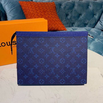 Top Quality Pochette Voyage MM Monogram Eclipse Canvas Pacific Blue For Men, Bags, Travel Bags 10.6in/27cm Top Quality M30423