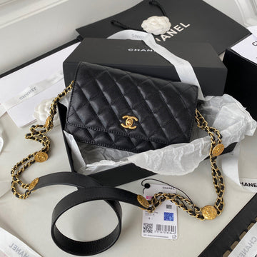 CHL Clutch With Chain Gold Hardware Black For Women, Women’s Handbags, Shoulder Bags 7.1in/18cm AP2860