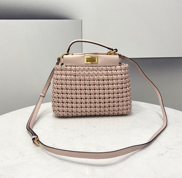 FI Top Quality Mini Pale Pink Braided Bag For Woman 18cm/7in