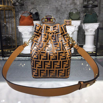 Top QualityTop Quality Mon Tresor Bucket Bag Brown For Women, Women’s Bags, Shoulder And Crossbody Bags 9in/23cm FF 8BT298