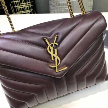 YSSL Loulou Small Chain Bag In MatelassÃ© "Y" Burgundy For Women 9.8in/23cm YSL 494699DV7276475