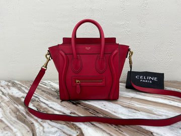 Top Quality Nano LuGucciage Bag In Drummed Red For Women 8in/20cm 
