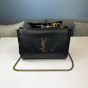 YSSL Kate Medium Chain Bag In Grain De Poudre Black For Women 9in/24cm YSL 364021BOW0J1000