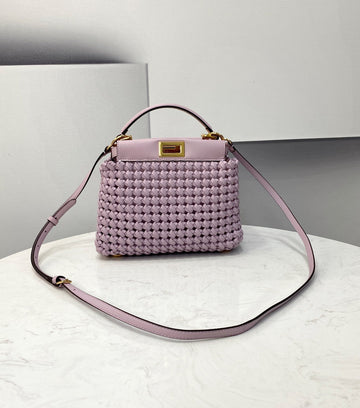 Top QualityTop Quality Peekaboo Mini Purple Braided Bag For Woman 18cm/7in