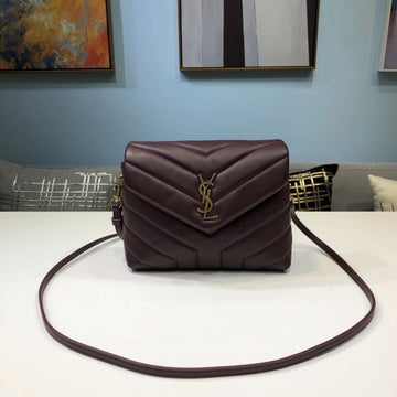 Top Quality Loulou Mini Shoulder Bag Burgundy For Women 7in/18cm YSL