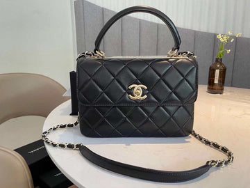 CHL Classic Top Qualityap Bag Gold Toned Hardware Black 9.8in/25cm