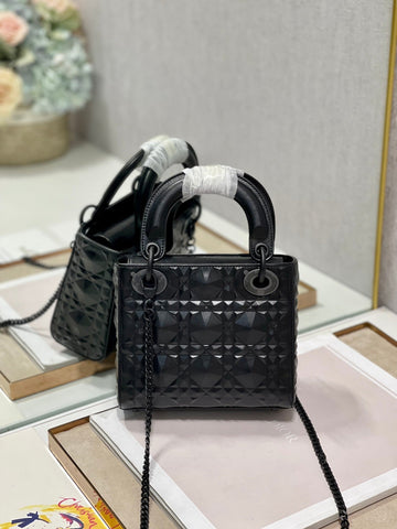 Top Quality Mini Lady Bag Cannage with Beaded Motif, Black, For Women WomenÂs Handbags, Crossbody Bags, 17cm CD M0505SNEA_M900