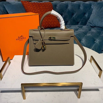 Top Quality Kelly 25 Sellier Epsom Etoupe Bag For Women, Handbags, Shoulder Bags 10in/25cm