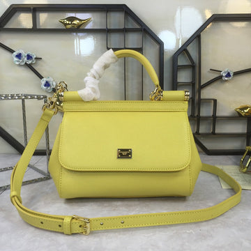 Top Quality MeTop Qualityum Sicily Handbag In Dauphine Yellow For Women 10.2in/26cm Top Quality
