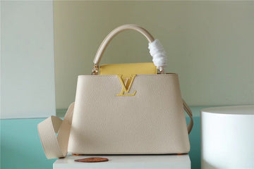 Top Quality Capucines BB Taurillon Creme Beige/ Plume Yellow Berlingot For Women, WomenÂs Bags, Shoulder And Crossbody Bags 10.6in/27cm Top Quality