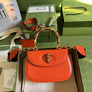 gg Bamboo 1947 Small Top Handle Bag Orange  For Women 8.3in/21cm âgg 675797 10ODT 7768