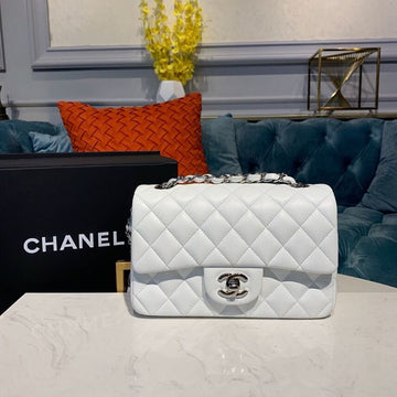 CHLSmall Classic Handbag Silver Hardware White For Women Bags, Shoulder And Crossbody Bags 7.8in/20cm A01113
