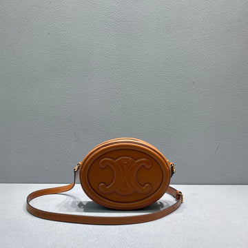 Top Quality Oval Bag Cuir Triomphe Brown For Women 8in/20cm 198603DXC.04LU