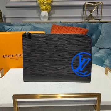 Top Quality Pochette Jour GM Epi Black/Blue For Men, Wallet 13.8in/34cm Top Quality
