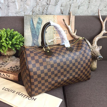 Top Quality Speedy 35 Damier Ebene Canvas For Women,  Travel Bags 13.8in/35cm Top Quality N41363