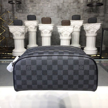 Top Quality King Size Toiletry Damier Graphite Canvas For Women, WoBags, Travel Bags 11in/28cm Top Quality