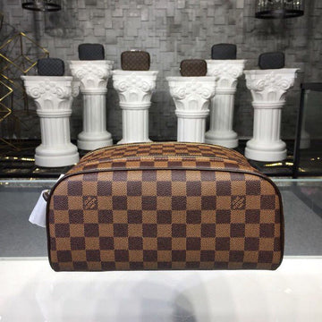Top Quality King Size Toiletry Damier Ebene Canvas For Women, WoBags, Travel Bags 11in/28cm Top Quality N47527