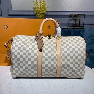 Top Quality Keepall Bandouliere 45 Damier Azur Canvas For Women, WoBags, Travel Bags 17.7in/45cm Top Quality N41430