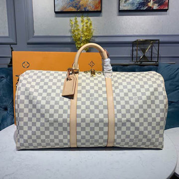 Top Quality Keepall Bandouliere 55 Damier Azur Canvas For Women,  Travel Bags 21.7in/55cm Top Quality N41429