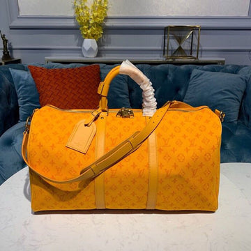 Top Quality Keepall Bandouliere 50 Monogram Denim Ochre Yellow For Men, MenÂs Bags, Travel Bags 19.7in/50cm Top Quality M44644